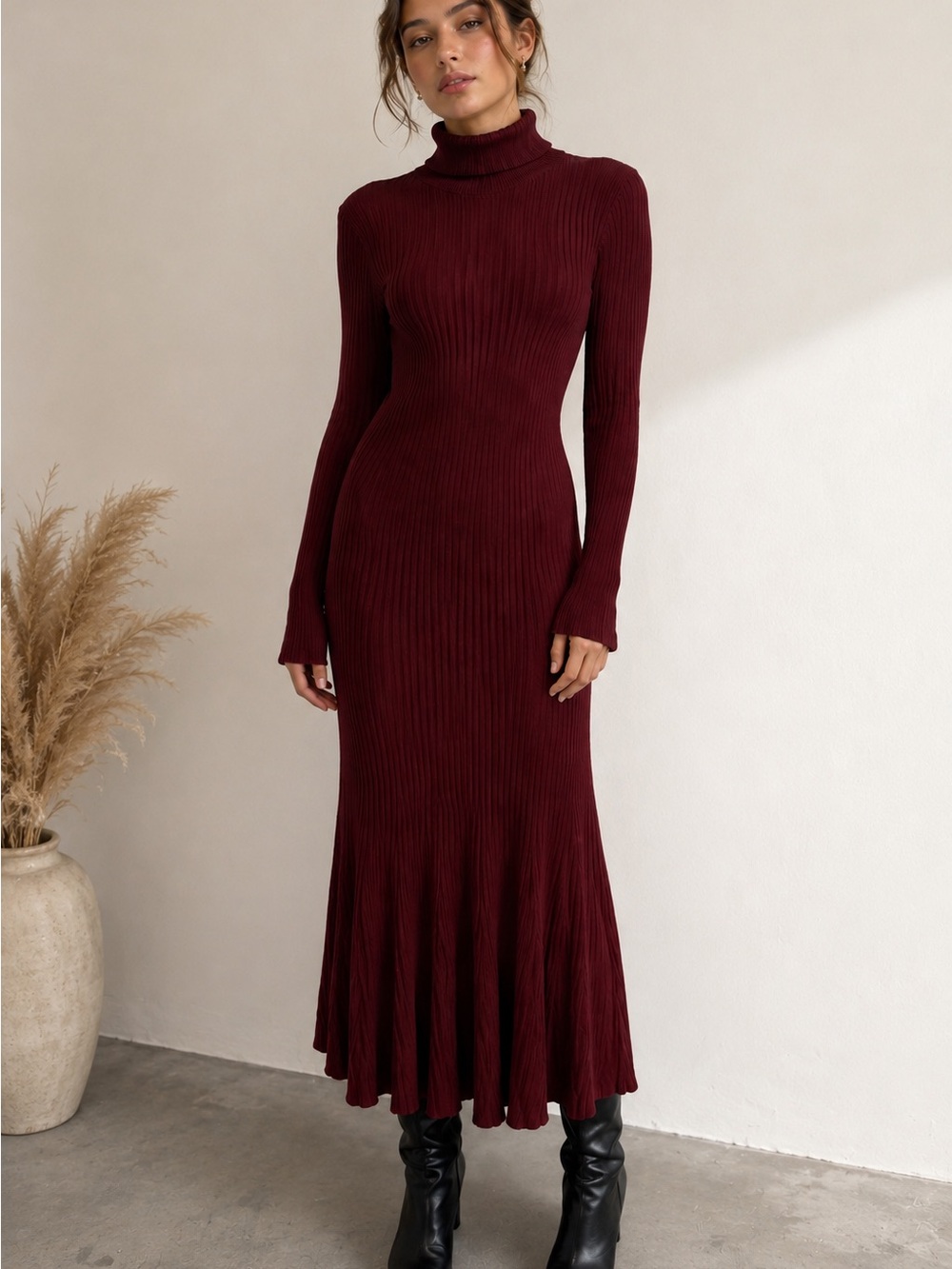 Proenza Schouler White Label Rib Knit Open Back Turtleneck Dress Size Small